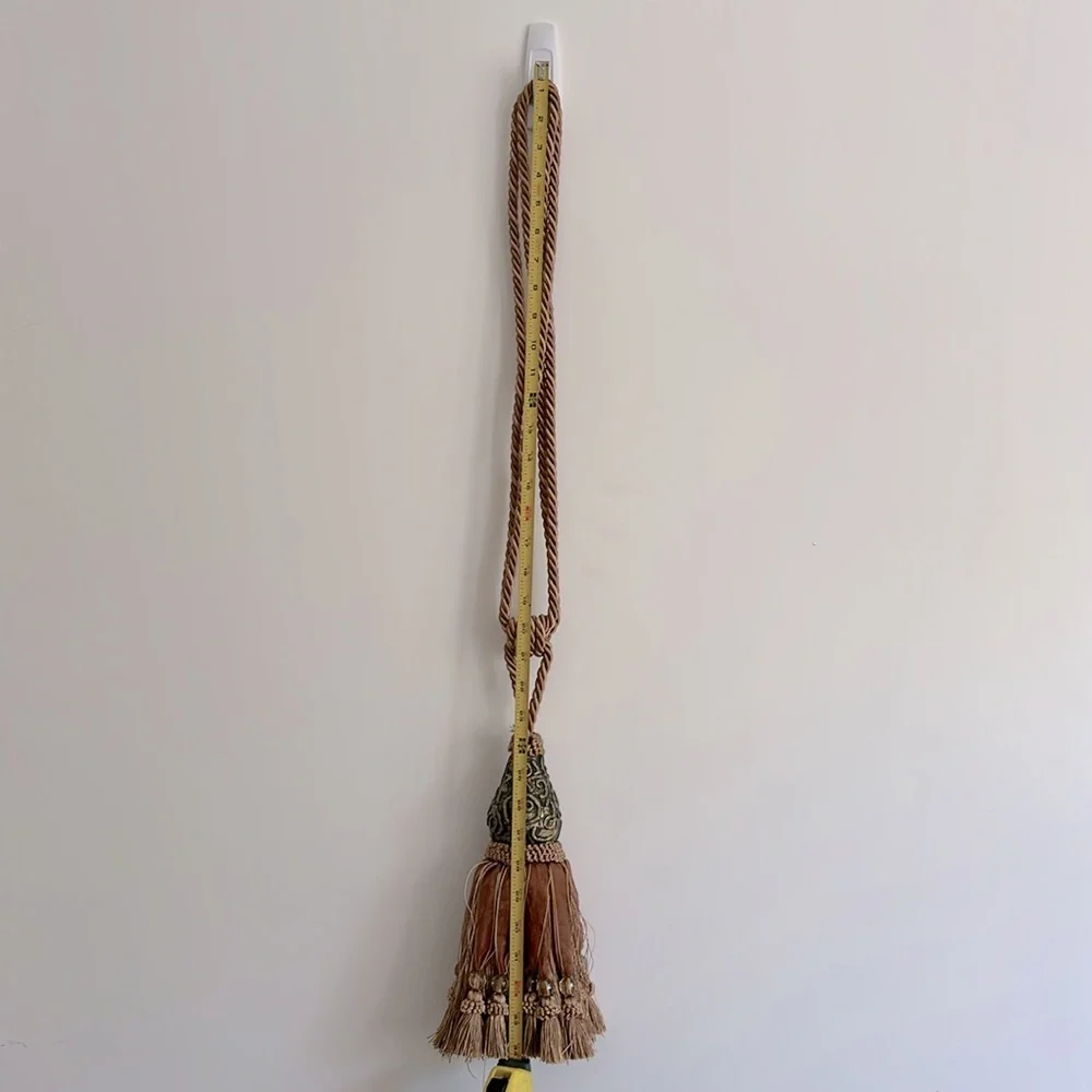 Large Brown Vintage Tassel Tieback Rope Beads Decorative Curtain  Drapery